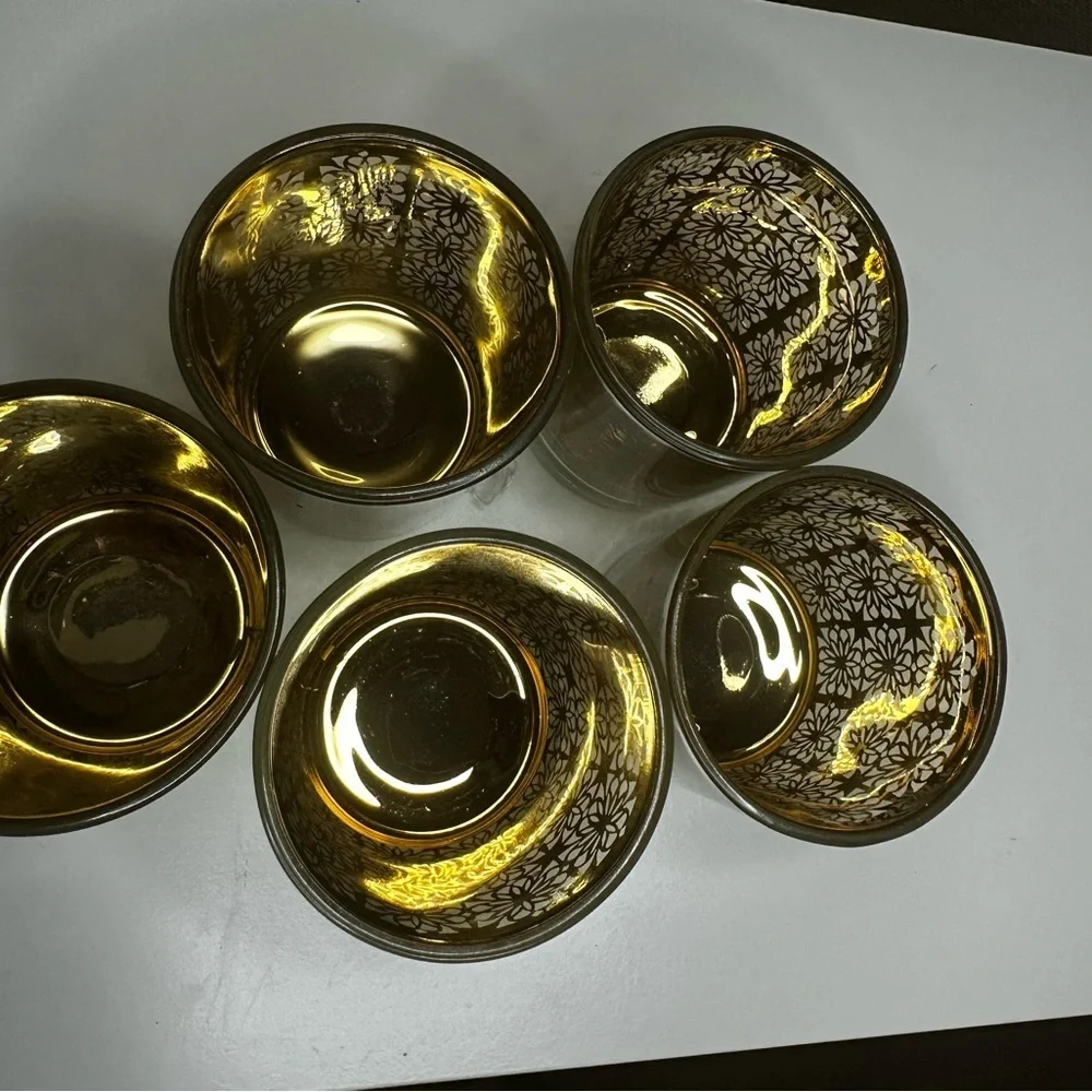 5 Crate and Barrel Raj Votive Gold/Silver